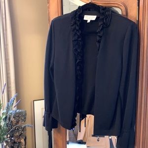 St. John Black Cardigan with ruffles